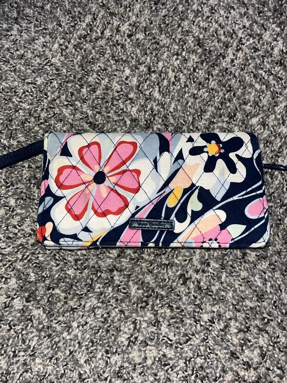 Vera Bradley Navy Floral Quilted Wristlet
